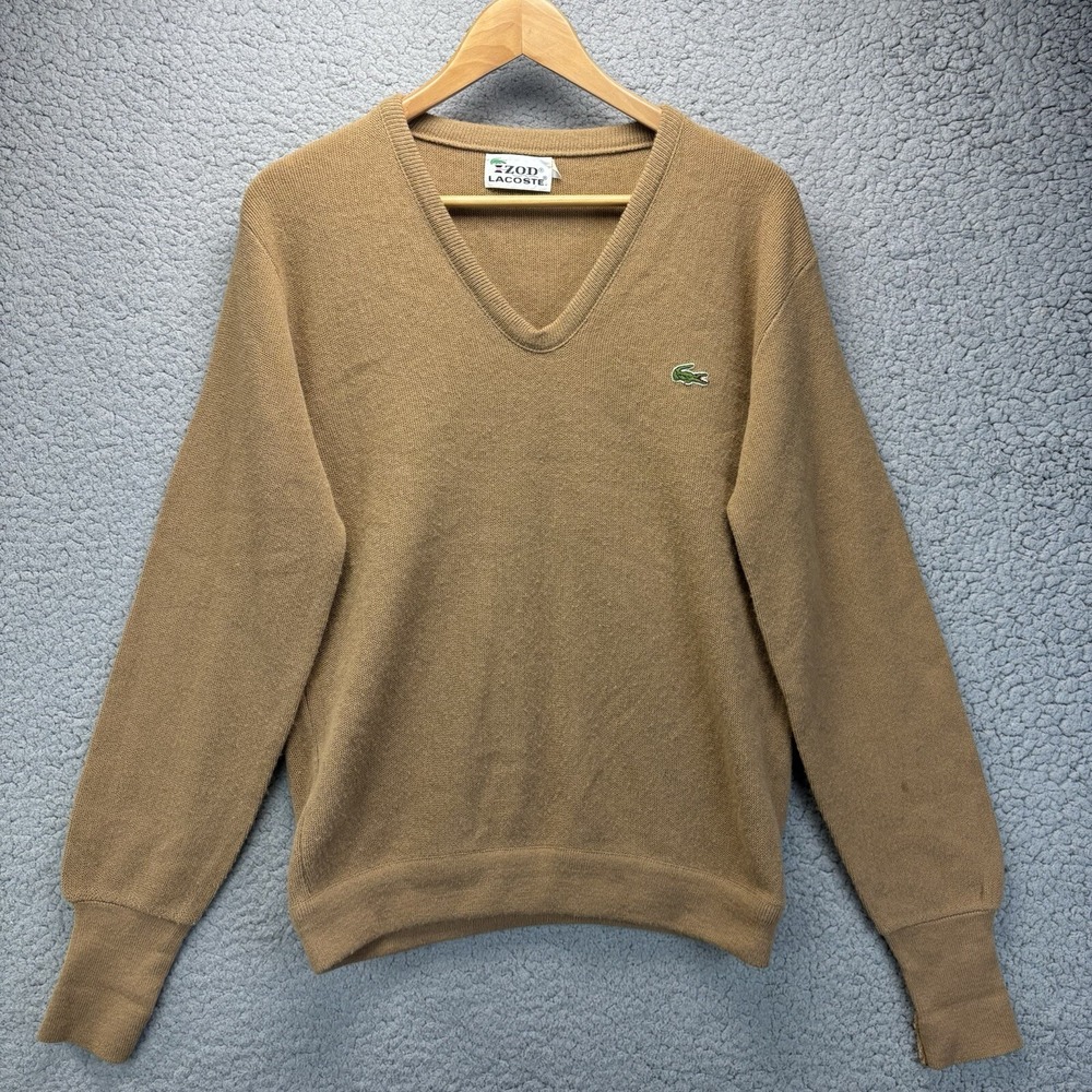 VTG Izod Lacoste Sweater‎ V-Neck Grandpa Men's Brown *stain Read